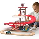 Wooden Parking Garage Toy Set for Toddlers Ages 3-5