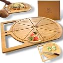 Wooden Pizza Peel &amp; Round Cutting Board | Dual-Grip 2-in-1 Bamboo Pizza Paddle Board for Baking, Pizza Spatula &amp; Large Cutting Board for Pizza | Pizza Turning Peel for Baking Accessories, 17” X 13.5”