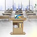 Wooden Podium with Storage, Easy-Clean Standing Lectern for Churches & Classrooms, White Finish, 39.4" L x 19.6" W x 44.3" H - Ideal for Presentations & Events