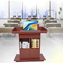 Wooden Podium with Storage, White Finish Standing Lectern for Churches & Classrooms, Easy to Clean & Install, Perfect for Presentations, Dimensions L39.4 xW19.6 xH44.3