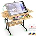 Wooden Puzzle Table with Drawers, 1500 Piece Puzzles for Adults & Puzzle Enthusiasts with Adjustable Height & Tilt, Felt Surface, Metal Stand with Lockable Wheels, Puzzle Storage Box and Cover
