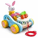 Wooden Rabbit Pull Along Toy with Drum and String – Musical Bunny Car for Toddlers | Montessori Early Learning Activity | Motor Skill & Sensory Development | Birthday Gift | 1–5 Years
