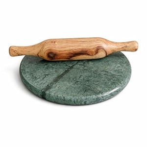 green 9 inch board and 12 inch rolling pin wooden rolling pin and marble round board set combo chakla belan set for making chapati for kitchen