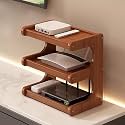 Wooden Router Shelf, Home Media Storage Cabinet, Storage Box WiFi Desktop, Cable Management Hider, Plug, Internet Cables, Devices Etc(Third Layer 30cm/11.8in)