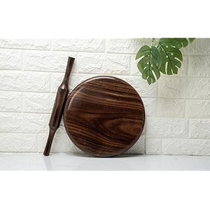midnight ignitia special edition carved from single block of chichola wood chakla belan set no dyes or polish - natural finish 11 inch diameter and 2 inch thick ring base