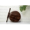 (Midnight Ignitia Special Edition) |Carved from Single Block of Chichola Wood| Chakla Belan Set |No Dyes or Polish - Natural Finish |11 Inch Diameter and 2 Inch Thick (Ring Base)