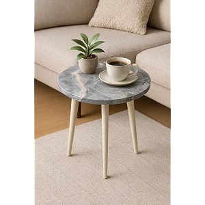Wooden Small Coffee Table | Wooden Side Table | Multipurpose Table | End Table | Stool for Living Room & Bedroom | Table with Wooden Legs | Round Stur