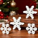 Wooden Snowflake Table Decorations 4 PCS Winter