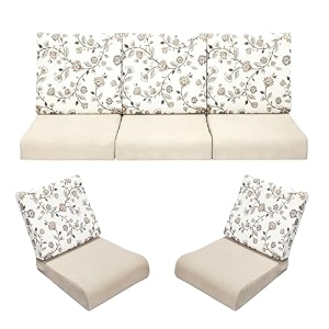 wooden sofa cushion full set of 10 for 5 seater 55 density pu foam amp fully customizable-cushion for wooden sofa with washable fabric and inner fabric 311 brown flower  beige