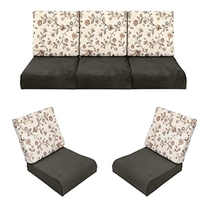 wooden sofa cushion full set of 10 for 5 seater 55 density pu foam amp fully customizable-cushion for wooden sofa with washable fabric and inner fabric 311 brown  brwon flowers