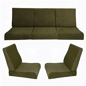 wooden sofa cushion full set of 10 for 5 seater 55 density pu foam amp fully customizable-cushion for wooden sofa with washable fabric and inner fabric 311 olive green