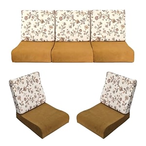 wooden sofa cushion full set of 10 for 5 seater 55 density pu foam amp fully customizable-cushion for wooden sofa with washable fabric and inner fabric 311 yellowb flower