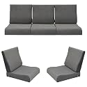 Wooden Sofa Cushion Full Set of 10 for 5 Seater, 55 Density PU Foam, &amp; Fully Customizable-Cushion for Wooden Sofa with Washable Fabric and Inner Fabric 3+1+1 (Light Grey)