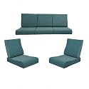 Wooden Sofa Cushion Full Set of 10 for 5 Seater, 55 Density PU Foam, & Fully Customizable-Cushion for Wooden Sofa with Washable Fabric and Inner Fabric 3+1+1 (Green)