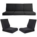 Wooden Sofa Cushion Full Set of 10 for 5 Seater, 55 Density PU Foam, &amp; Fully Customizable-Cushion for Wooden Sofa with Washable Fabric and Inner Fabric 3+1+1 (Grey)