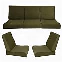 Wooden Sofa Cushion Full Set of 10 for 5 Seater, 55 Density PU Foam, & Fully Customizable-Cushion for Wooden Sofa with Washable Fabric and Inner Fabric 3+1+1 (Olive Green)