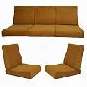 Wooden Sofa Cushion Full Set of 10 for 5 Seater, 55 Density PU Foam, &amp; Fully Customizable-Cushion for Wooden Sofa with Washable Fabric and Inner Fabric 3+1+1 (Yellow)