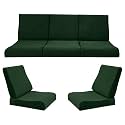 Wooden Sofa Cushion Full Set of 10 for 5 Seater, 55 Density PU Foam, &amp; Fully Customizable-Cushion for Wooden Sofa with Washable Fabric and Inner Fabric 3+1+1 (Arabian Green)