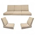 Wooden Sofa Cushion Full Set of 10 for 5 Seater, 55 Density PU Foam, &amp; Fully Customizable-Cushion for Wooden Sofa with Washable Fabric and Inner Fabric 3+1+1 (Beige)