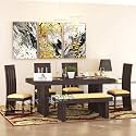 Wooden Solid Sheesham Wood 6 Seater Dining Table | 1 Dining Table and 4 Cushion Chairs and 1 Cushion Bench | Home Furniture | Hotel and Office | Dining Table Set | Dining Room Set | Walnut
