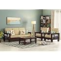 Mamta Furniture Wooden Solid Teak Wood 5 Seater Sofa Set With Cushions (5 Seater Sofa | 3+1+1 With Coffee Table, Mahogany Finish)