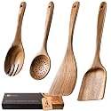 Wooden Spoons for Cooking, 4-Piece Acacia Wood Cooking Utensil Set