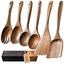 Wooden Spoons for Cooking, 6-Piece Acacia Wood Cooking Utensil Set