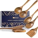 Wooden Spoons for Cooking, 7-Piece Acacia Wood Utensil Gift Set