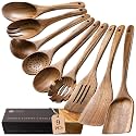 Wooden Spoons for Cooking, 9-Piece Acacia Wood Cooking Utensil Set