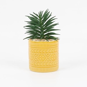 wooden street beamify artificial flower with ceramic pot for home amp office decor  faux floral arrangement for tabletop amp shelves  maintenance free realistic artificial plant  yellow