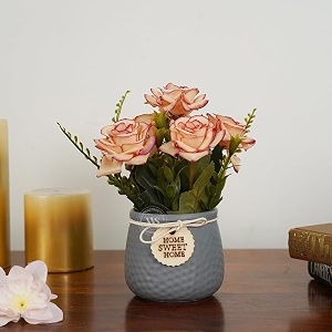 wooden street ceramic pot with artificial flower for home amp office decor  decorative faux flowers in modern ceramic vase  durable home decoration item  grey 84x178 cm