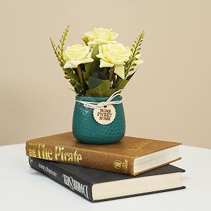 wooden street ceramic pot with artificial flower for home amp office decor  decorative faux flowers in modern ceramic vase  durable home decoration item  green 84x178 cm