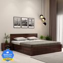 Wooden Street Floria Sheesham Wood Cot for Bedroom/Living Room Solid Wood King Box Bed, 205.4 cm x 187.9 cm (6.74 ft x 6.16 ft) (Finish Color - Walnut Finish, Delivery Condition - Knock Down)