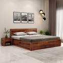 Wooden Street Floria Sheesham Wood Queen Size Box Storage Bed for Bedroom Solid Wood Queen Box Bed, 205 cm x 160 cm (6.73 ft x 5.25 ft) (Finish Color - Honey Finish, Delivery Condition - Knock Down)