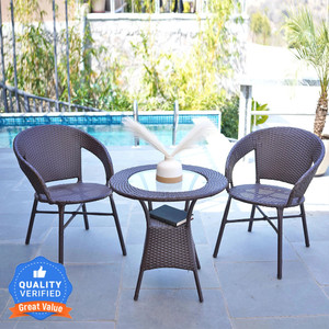 wooden street metal table  chair set finish color - dark brown pre-assembled
