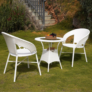 wooden street metal table  chair set finish color - white pre-assembled