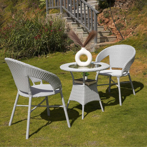 wooden street metal table  chair set finish color - grey dual tone pre-assembled