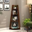 Wooden Street Severino Bookshelf | 4 Tier Sheesham Wood Open Multipurpose Foldable Bookshelf | Compact Home and Office Wooden Rack | Teak Finish Bookcase |155 L x 155 W x 46 H Inches