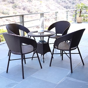 wooden street sienna 4 seater outdoor seating chair 23lx19wx31h inches and table 24lx24h inches set garden patio coffee table set outdoor balcony wicker furniture set dark brown