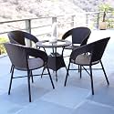Wooden Street Sienna 4 Seater Outdoor Seating Chair (23Lx19Wx31H Inches) and Table (24Lx24H Inches) Set, Garden Patio Coffee Table Set, Outdoor Balcony Wicker Furniture Set, Dark Brown