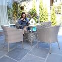 Wooden Street Vatican 4 Seater Outdoor Seating Chair and Table Set, Garden Patio Coffee Table Set, Outdoor Balcony Wicker Furniture (Dark Brown, 4 Char and 1 Table With sturdy Metal Legs)