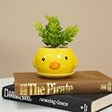 Wooden Street Whimsy Artificial Flower with Yellow Pot | Low-Maintenance Faux Decor for Office &amp; Home | Realistic Artificial Plant in Small Ceramic Vase | Tabletop Flower Arrangement | Yellow (15.7Cm)
