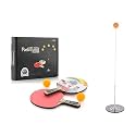 Wooden Table Tennis Trainer for Kids & Adults | Solo Ping Pong Training Kit with Base, Rod & Ball | Indoor Outdoor Reflex Game