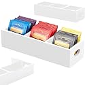 Wooden Tea Bag Organizers, Tea packet Storage Boxes, Tea Caddy for Tea Bags Chest, Teabag Holder Containers, Teabox Station Display, Organizador De Tes Caja Para Te, 3 Compartments (White)