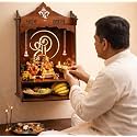 Wooden Temple with Shubh Labh amp Ganesh