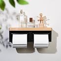 Wooden Toilet Paper Holder, Wood Wall Mount Toilet Paper Holder, Large Toilet Paper Holder Wall Mounted with Storage