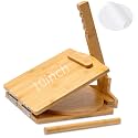 Wooden Tortilla Press, 10 Inches Rotatable Prensa Para Tortillas, Bamboo Tortilla Press with Rolling Pin & 50 Pcs Parchment Paper for Homemade Tortillera, Roti, Chapati, Taco, Burritos