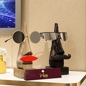 wooden twist handcrafted nose shaped spectacle holderspecs stand lips  mustache