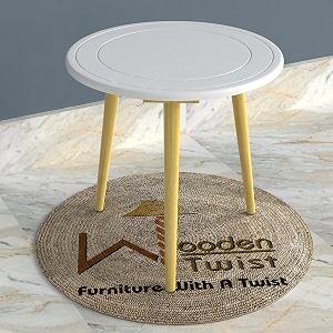 wooden twist small foldable solid wood round end table natural finish legs white