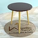 Wooden Twist Small Foldable Solid Wood Round End Table (Natural Finish Legs) (Brown)